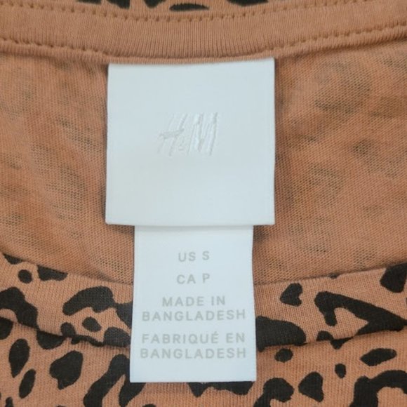 H&M Cropped Cheeta Short Sleeve Tee, Size S - Picture 3 of 3